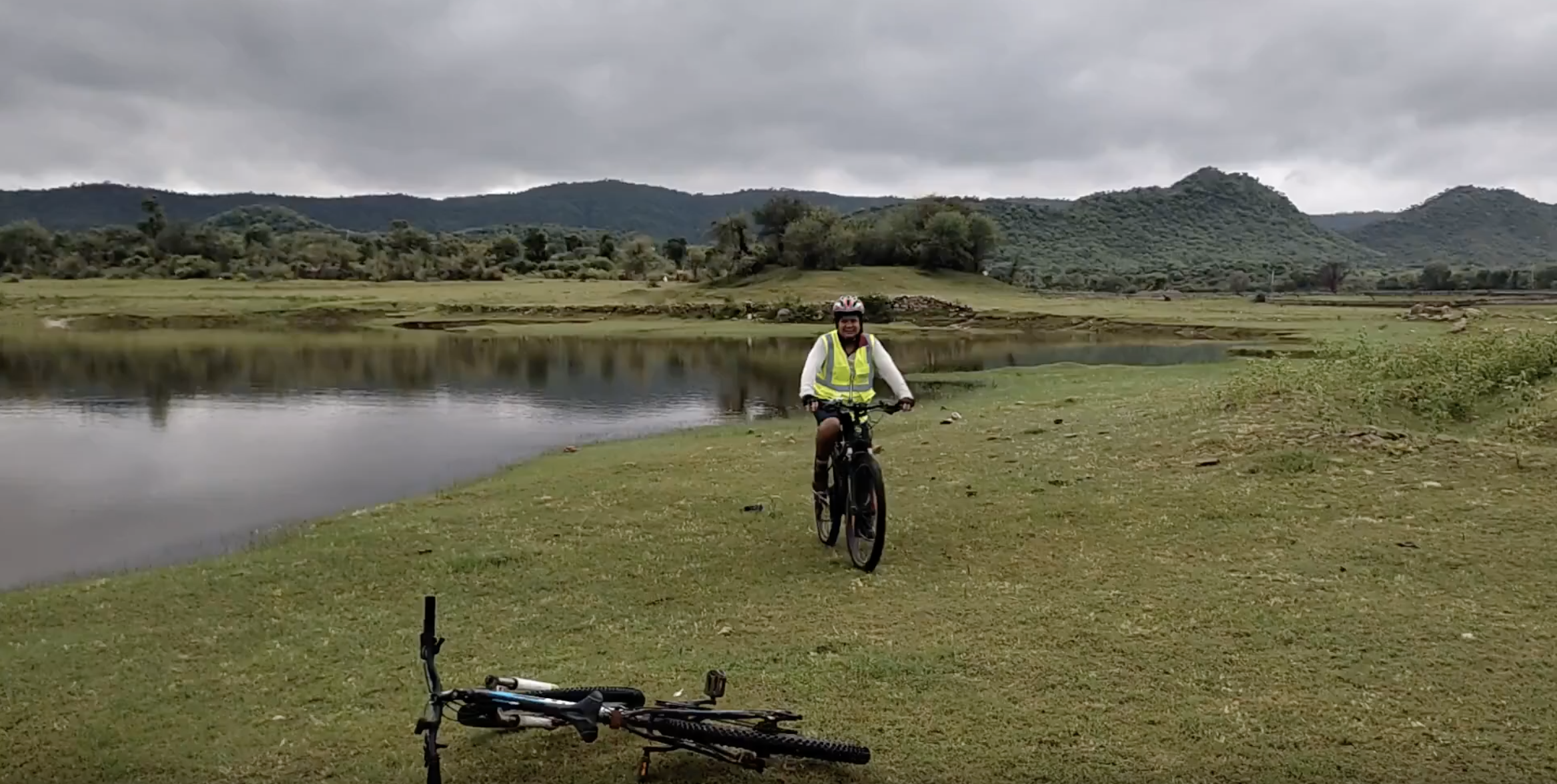 Cycling in the lake bed